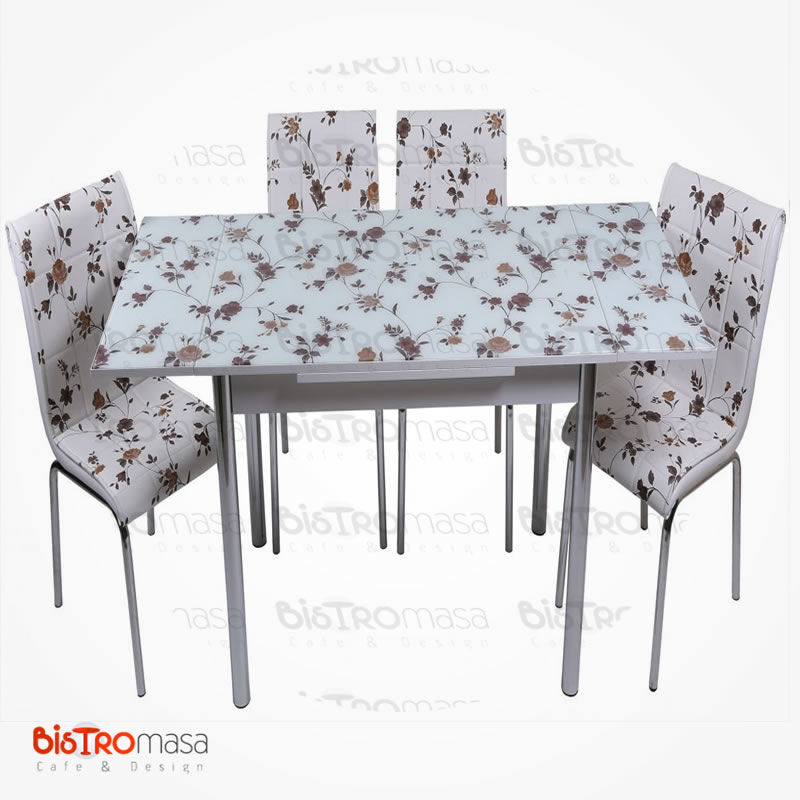 kahverengi-çiçekli-mutfak-masa-sandalye